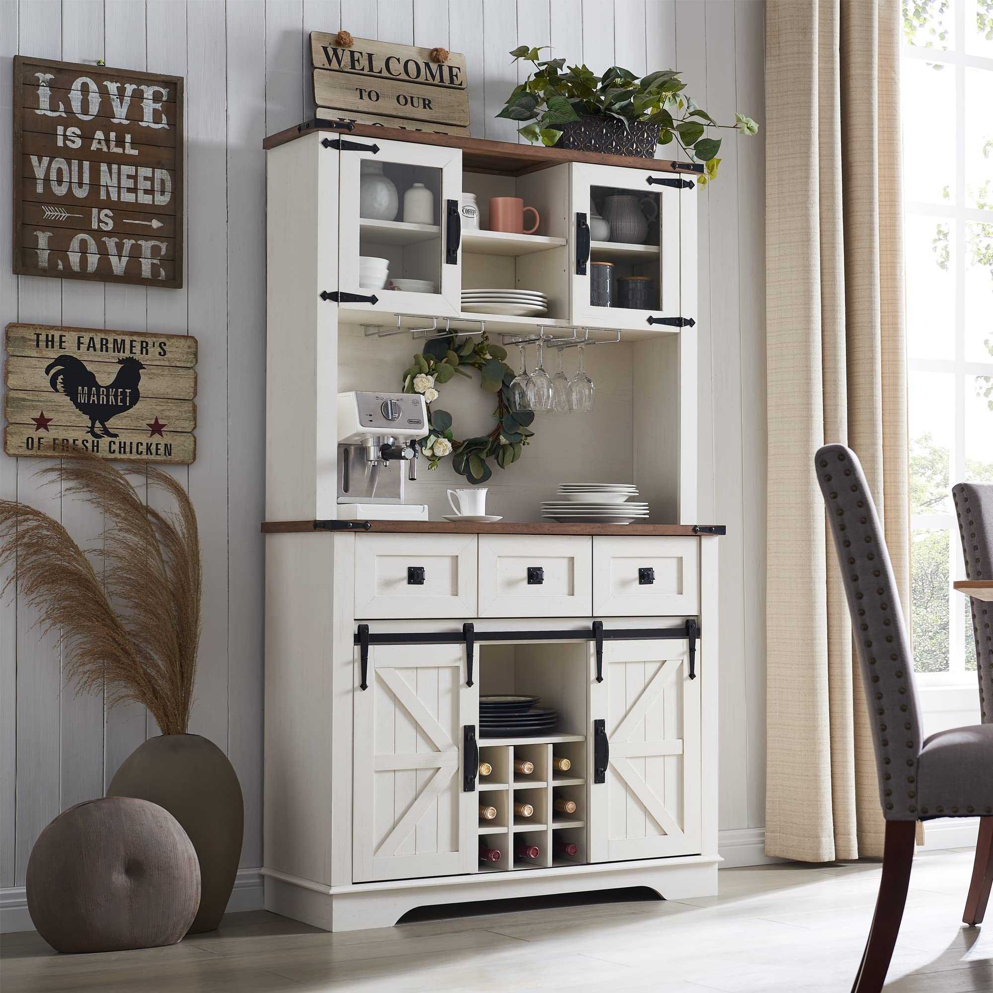 Dining Room Buffets And Hutches throughout Shutter Style Corner Dining Hutch And Buffet