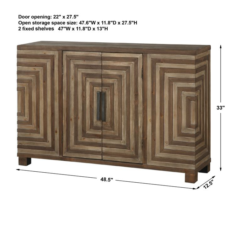 Layton Geometric Console Cabinet - Rustic Two-Toned Fir Veneer & Iron ... with regard to Uttermost 24773 Layton 48 1/2"W Fir Veneer Cabinet - Two Toned Brown
