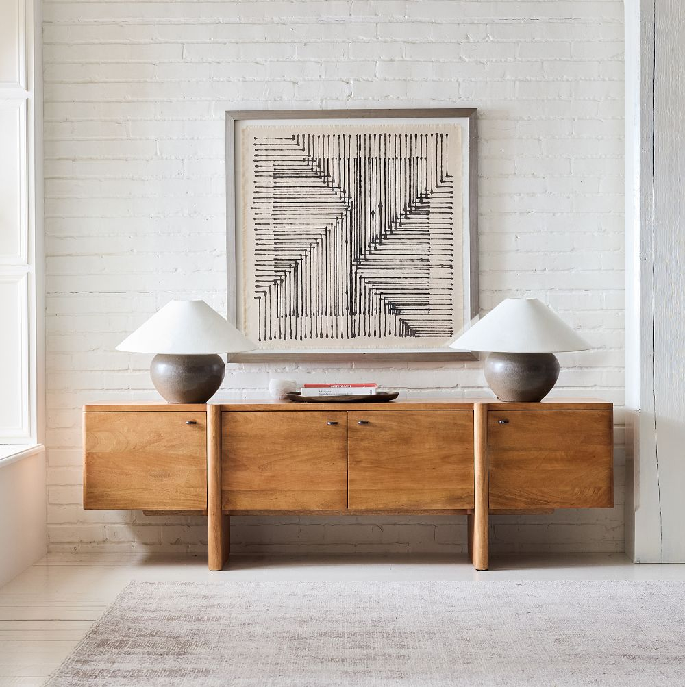 Otto Solid Wood Media Console (80"–96") | West Elm throughout Hooker Furniture 628-85106 Melange 90"W 2 Drawer Oak Veneer - Dark Wood /