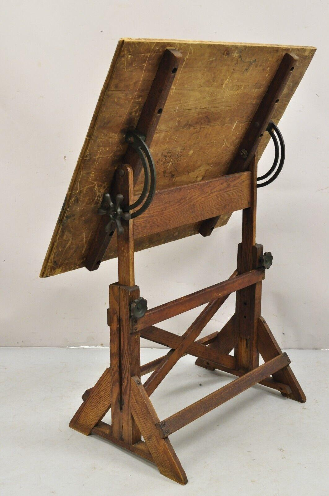 Vintage F. Weber Co Pine Wood And Cast Iron Adjustable Drafting Table ... intended for Hooker Furniture 628-85665-89 Terra 72"W Pine Accent Cabinet - Dark Wood